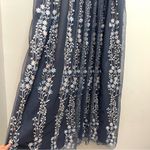 BHLDN Anthropologie Parsons Midi Dress Embroidered Floral Gray Pink Blue Size 4 Photo 5