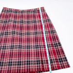 Vintage 90s City Silk Stretch Red Plaid Pleated High Waisted Mini Skirt Size 4 Photo 5