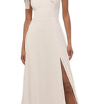 Lulus  White Chiffon Tie-Sleeve Wedding Dress NWT Size Small White Formal Dress Photo 0