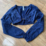 Blue Long Sleeve Cropped Cardigan Size L Photo 0