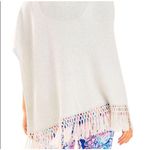 Lilly Pulitzer  Florenna wrap poncho sweater, silver  fringe, size one size Photo 1