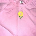 BP Cropped Crewneck Sweatshirt Color Pink W/ Embroidered Flower Size S NWT Photo 1