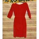 Handmade Ladies XS Red Velvet Midi Sheath Dress Christmas Red Party Winter Photo 2