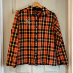 Krazy Kat  Women's M Halloween Fall Spider Orange Black Plaid 100% Cotton Shirt Photo 0