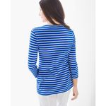 Chico's Womens Top Sz 1 M 8 Blue White Miraculous Stripe Tiered Knit Photo 4