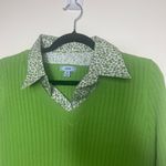 IZOD  Womens Preppy Cable Knit Sweater Size  M V-neck Academia Tennis Kelly Green Photo 2