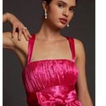 Anthropologie Maeve Bow Tie Satin Mini Dress in Hot Pink Size 4 Photo 1