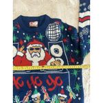 Santa Party Sweater Dec 25th Christmas sweater Women's S Medium acrylic Blue Photo 7