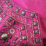 Chico's  Shirt Womens Medium Pink Purple Dip Dye Tunic Top Beaded Embellished Boho Photo 5