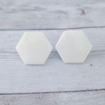 Vintage Clip On Earrings Cream Hexagon Shape Photo 1