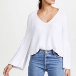 Free People  White V-Neck Sweater Photo 0