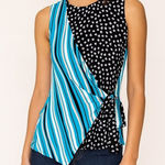 Diane Von Furstenberg Diane Von‎ Furstenberg Blue Sleeveless Faux Wrap Blouse Size S Photo 0