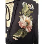 Free People  Serafina Boho Top Size Small Black Embroidered Lace Oversized Blouse Photo 4