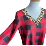 Southern Stitch Womens Boutique Buffalo Plaid & Leopard Print Top Blouse - Sz S Photo 1
