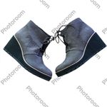 Eileen Fisher Alpine Ankle Bootie Lace Graphite Shearling Leather Size 8.5, NWOT Photo 4