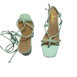 Lulus  Zayne NEW Mint Green Sandals Square Toe Lace Up Block Heel Women's Size 8 Photo 2