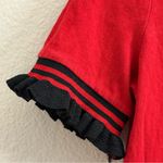 ZARA  Ruffle Crew Neck Cropped Tee T-Shirt Contrast Size S Red Black Photo 4