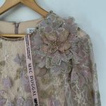 Mac Duggal Embellished High Neck Long Sleeve Dress in Nude size 16 NWT 3D Flower Photo 8