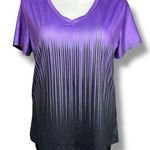 Boutique  Womens T Shirt Top Short Sleeve V Neck Pullover Purple Black Ombre 1XL Photo 0
