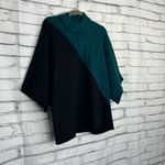 Alfani  Teal Black Colorblock Mock Neck Short Sleeve Sweater Women’s 1X Fuzzy Photo 1