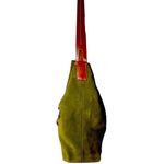 Dooney & Bourke DOONEY BOURKE Olive Green Suede Hobo Bag Adjustable Brown Leather Shoulder Strap Photo 4