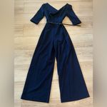 Black Halo  Classic 3/4 Sleeve Jackie O Jumpsuit Eclipse Navy Belted Size 2 Photo 1