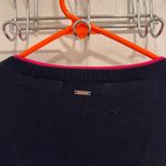 DKNY  Navy Blue Pink Trim Crew Neck Long Sleeve Women's Sweater Photo 3