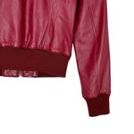 Guess Vintage Y2K  100% Leather Deep Red Burgundy Bomber Jacket Knit Trim Size XS Photo 7