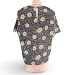 Vintage 90s Abstract Blouse Navy Blue Gold XL Vintage Art Teacher Eclectic Top Photo 2