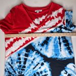 Chico's Tie Dye V-Neck Short Sleeve Tee Size 2 Large Americano Patriotic Summer Photo 9