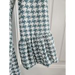 Reborn Green & White Houndstooth Babydoll Dress Bell Sleeves Sz L Size L Photo 4