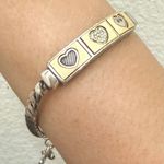 Brighton Retired  Triple Heart Silverplated With Gold Heart ID 8” Bracelet 29g. Photo 4