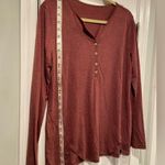 Cupshe NWT  Size M Burgundy V Neck Long Sleeve Henley Tee Shirt Scalloped Hem Photo 8