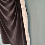 CHAPS  Sheath Dress L Black White Embroidered Lace Sleeveless Elegant Ruched Slim Photo 4