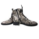 Linea Paolo Moto Boot‎ 5.5 Snakeskin Print Lace Up Ankle Boots Combat Booties Gray Photo 11