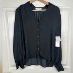 Treasure & Bond Black V-Neck Long Sleeve Blouse Button Front Size S Photo 1