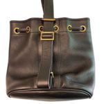 Dooney & Bourke  Black Leather Pull String Bucket Shoulder Handbag VINTAGE Photo 2