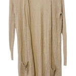 Halogen  Tan Linen Blend Open Front Long Cardigan Duster Sweater Size XS Photo 0