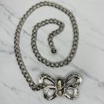 Womens Rhinestone Butterfly Chain Belt Silver Tone Chunky XS/Small ✨ Photo 4