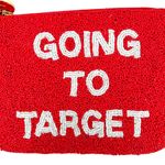 Kate Spade  Beaded Pouch "Going To Target" Red White NWT 8" X 6" Wristlet Photo 1