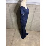 Mother Bee Maternity Navy Ruched Maxi Dress Short Sleeve Scoop Neck Size L Blue Photo 1