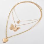 Boutique Letter A Hollowed Butterfly Heart Pendant Multilayered Chain Necklace  Photo 2
