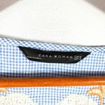 ZARA Women Gingham Blue Floral Embroidered Oversized Tunic Top M Photo 7