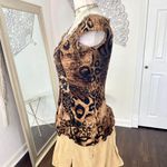 Vintage Y2K Early 2000's Cheetah Leopard Ruffle Corset Style Vampy Blouse Top M Brown Size M Photo 3