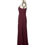 Azazie  Burgundy One Shoulder A-Line Bridesmaid Dress Women's Size C Photo 4