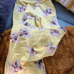 Women's Feather Bone by Anthropologie Yellow Floral Wide Leg Pants Size 6 Photo 0