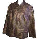 Alfred Dunner BROWN ANIMAL PRINT LIGHTWEIGHT ZIP CLOSE JACKET SIZE 22W Photo 0
