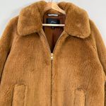 J.Crew Faux Fur Full Zip Bomber Jacket Womens 2X Cognac Preppy Designer Outdoor Photo 5