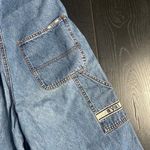 REVOLT Vintage Small‎ Blue Jean Overalls Dungarees Straight Leg Pockets 90s Photo 6