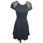 Rebecca Taylor  Black Fit & Flare Dress Silk Blend Sheer Sleeves Size 2 Photo 0